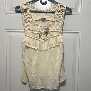 Aerie  Beige Macrame Tank Top